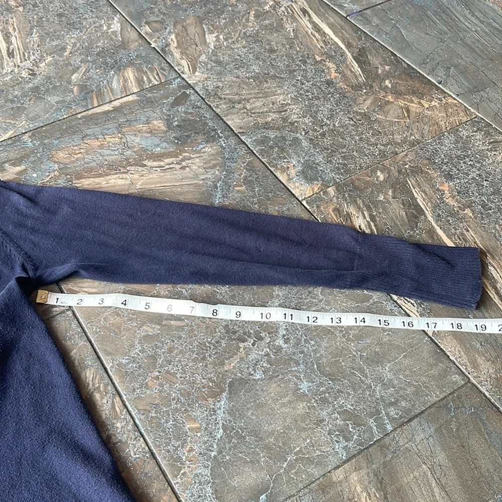 ZARA Long fine knit Navy Blue Button-Up Cardigan Size L